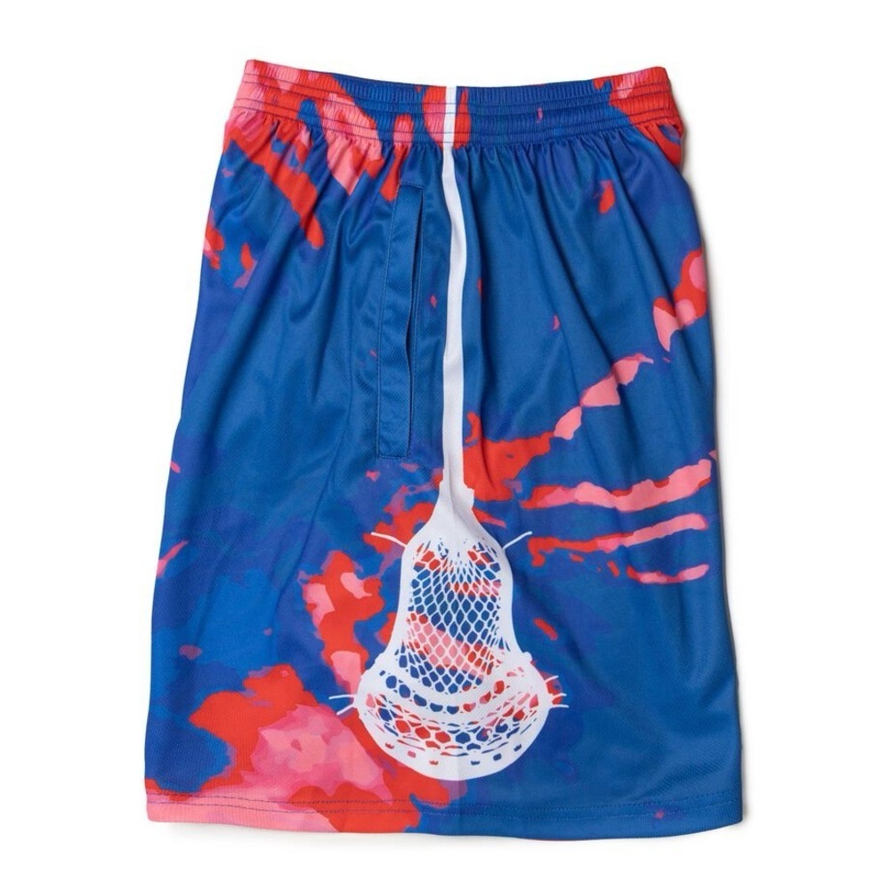 ChalkTalk Sports Lacrosse Shorts Mens Small Beckett Spiral Tie-Dye Red Blue USA - Picture 4 of 4